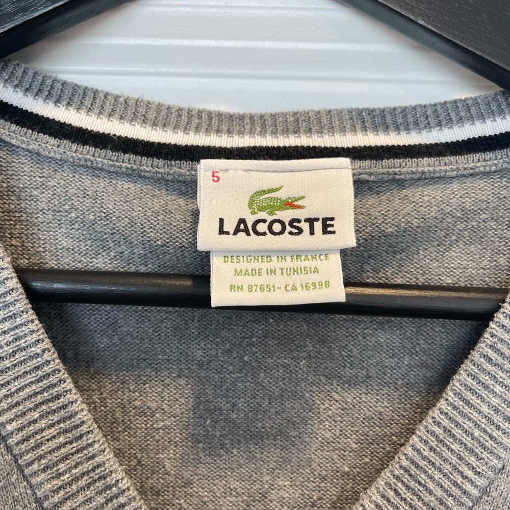 Lacoste Men's V-Neck Sweater in Gray